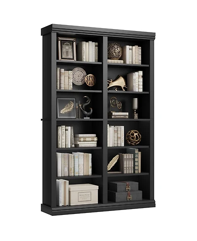 homfan 74.5 Inch Tall Bookshelf with Double Storage, Extra Large Bookshelf, 6-Tier Wide Bookshelves 12 Cubbies,Wide Freestanding Bookcases