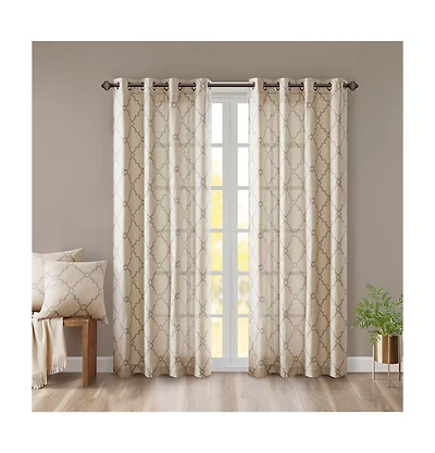 Avobird Fretwork Print Grommet Top Window Curtain Panel Only 1 Piece Panel