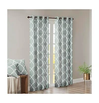 Avobird Fretwork Print Grommet Top Window Curtain Panel