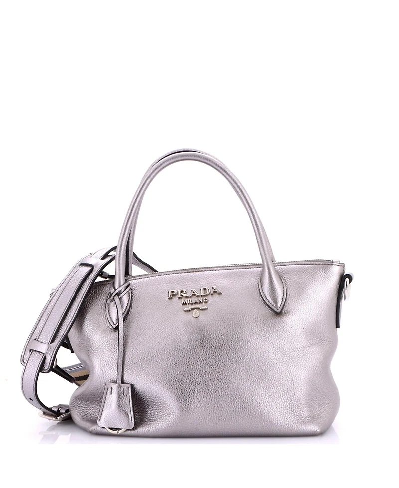 Pre-Owned Prada Small Dual Strap Zip Tote Vitello Daino