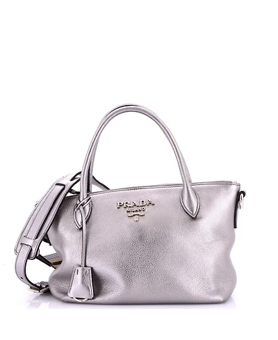 Pre-Owned Prada Small Dual Strap Zip Tote Vitello Daino