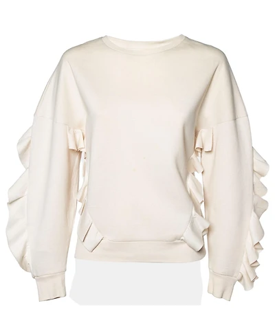 Pre-Owned Stella Mccartney Women's Cotton Knit Flounce Trim Sweatshirt