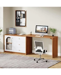 Tribesigns L Shaped Computer Desk with Drawers, Modern Corner Home Office Reversible Storage Cabinet, Long Study Writing Workstation