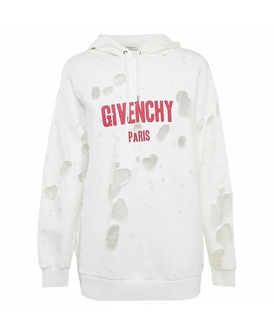 Pre-Owned Givenchy Women's Logo Print Distressed Oversize Hoodie