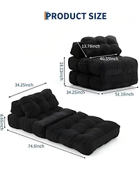 gaomon Folding Sofa Bed, Single Convertible Sleeper Chair with Pillow – Mattress and Back Support, Portable Floor Lounger.