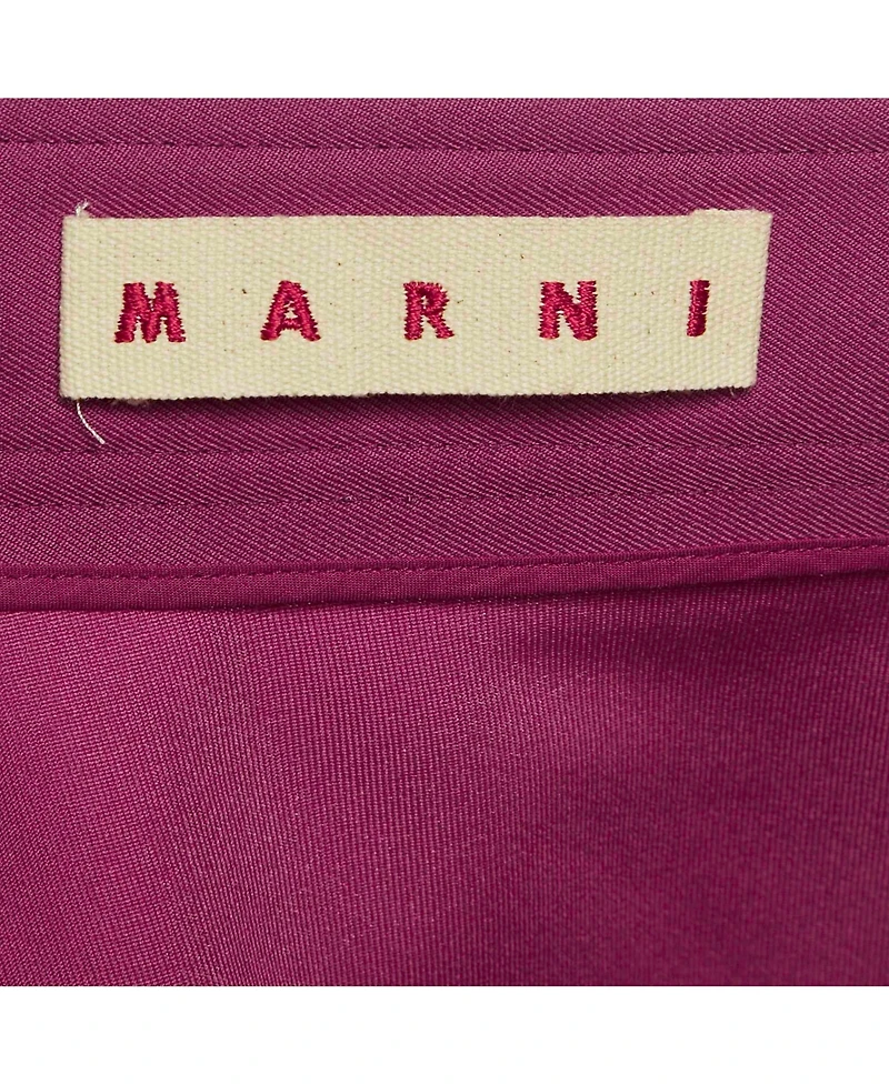 Pre-Owned Marni Women's Magenta Gabardine Ruched Asymmetric Midi Skirt