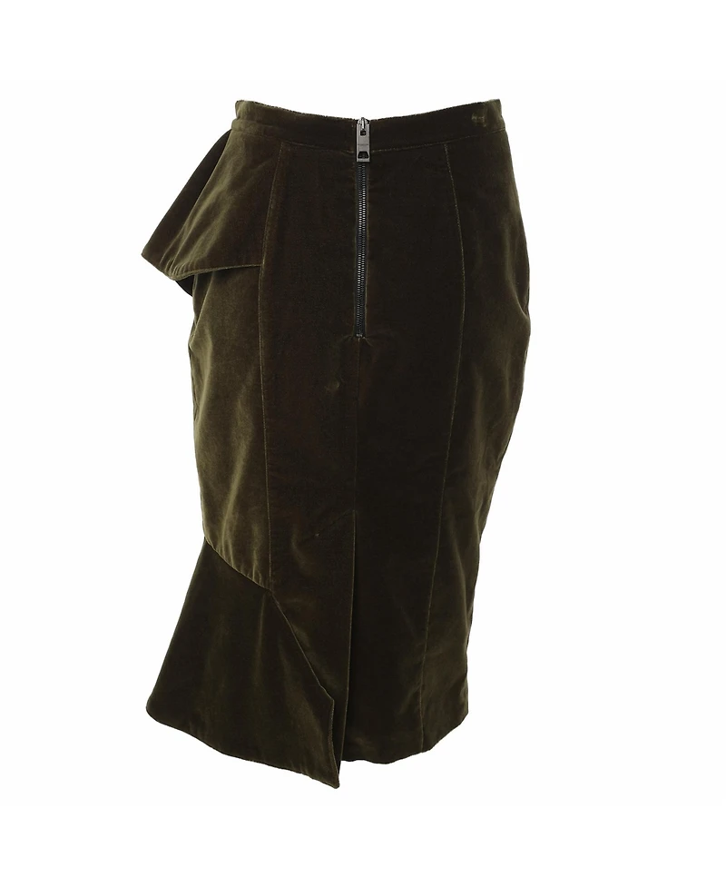 Pre-Owned Burberry Women's Velvet Ruffle Pencil Skirt