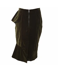 Pre-Owned Burberry Women's Velvet Ruffle Pencil Skirt