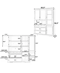 Streamdale Furniture Traditional Freestanding Kitchen Pantry Cabinet with Hutch