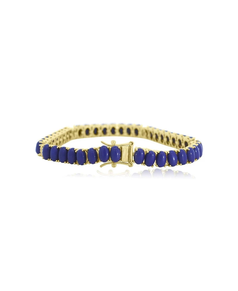 The Lovery Oval Lapis Cz Tennis Bracelet 14K Gold-Plated Sterling Silver