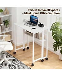gaomon Folding Rolling Desk with Storage Shelf, Space-Saving Portable Computer Table for Home Office