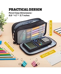 Danrong Large-Capacity 3-Layer Pencil Case - Durable, Portable Zippered Stationery Organizer; Suitable for School, Office, Teens, and Adults