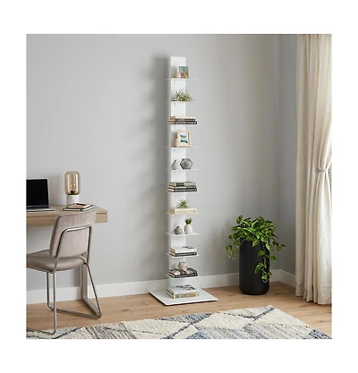 HomeRoots 60" Metal Ten Shelf Modern Tower Bookcase