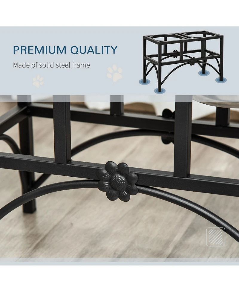 Ruie 17 in Double Elevated Dog Bowls Stainless Steel Feeding Station