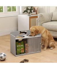 Ruie Elevated Dog Bowls Raised Stand with Hidden Storage and Slow Feeder