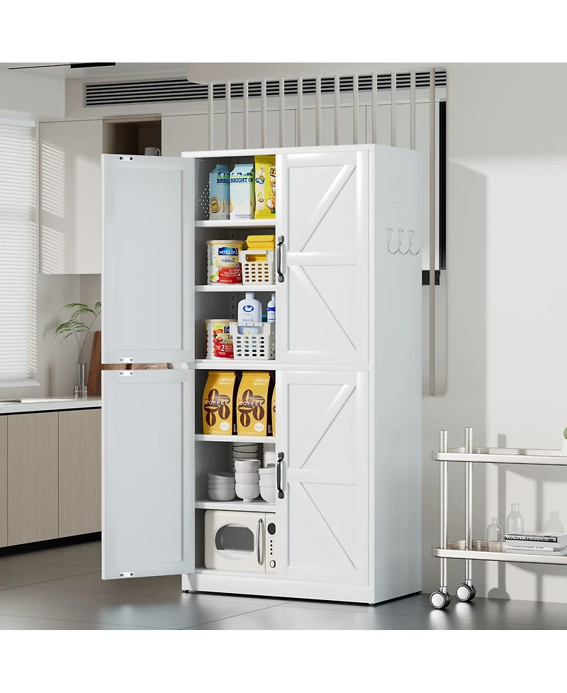 Streamdale Furniture Steel Kitchen Pantry Storage Cabinet with Adjustable Shelves