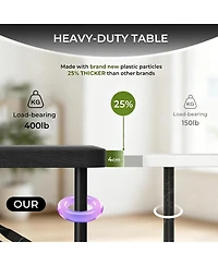Piscifun Portable Folding Table Heavy Duty Wood Grain Anti Slip Rounded Edge Weather Resistant Quick Setup Indoor Outdoor Multipurpose