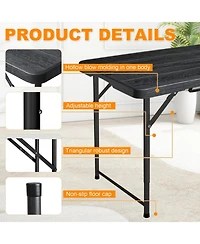 Piscifun Folding Table Portable Adjustable Height Hdpe Steel Lightweight Multi Purpose Indoor Outdoor