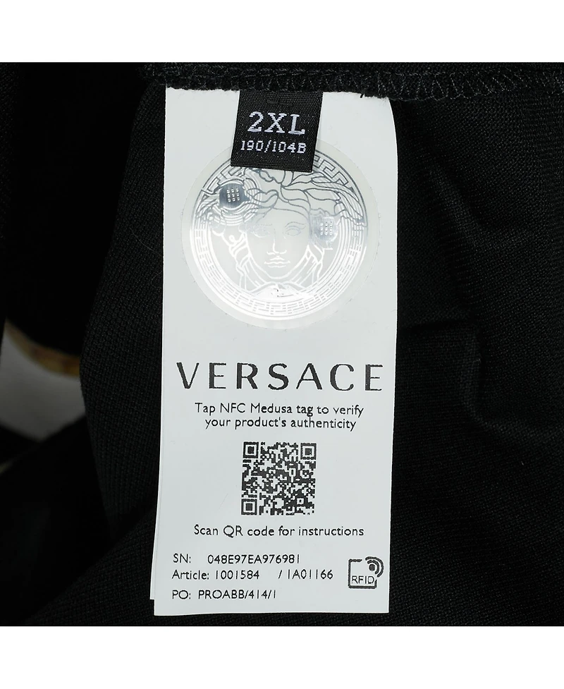 Pre-Owned Versace Men's Barocco Print Pique Polo T-Shirt