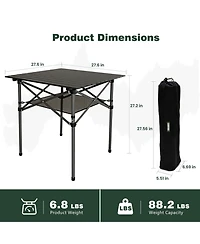 Piscifun Aluminum Folding Camping Table Lightweight Roll Up Portable Outdoor Picnic Side Mesh Storage Carry Bag