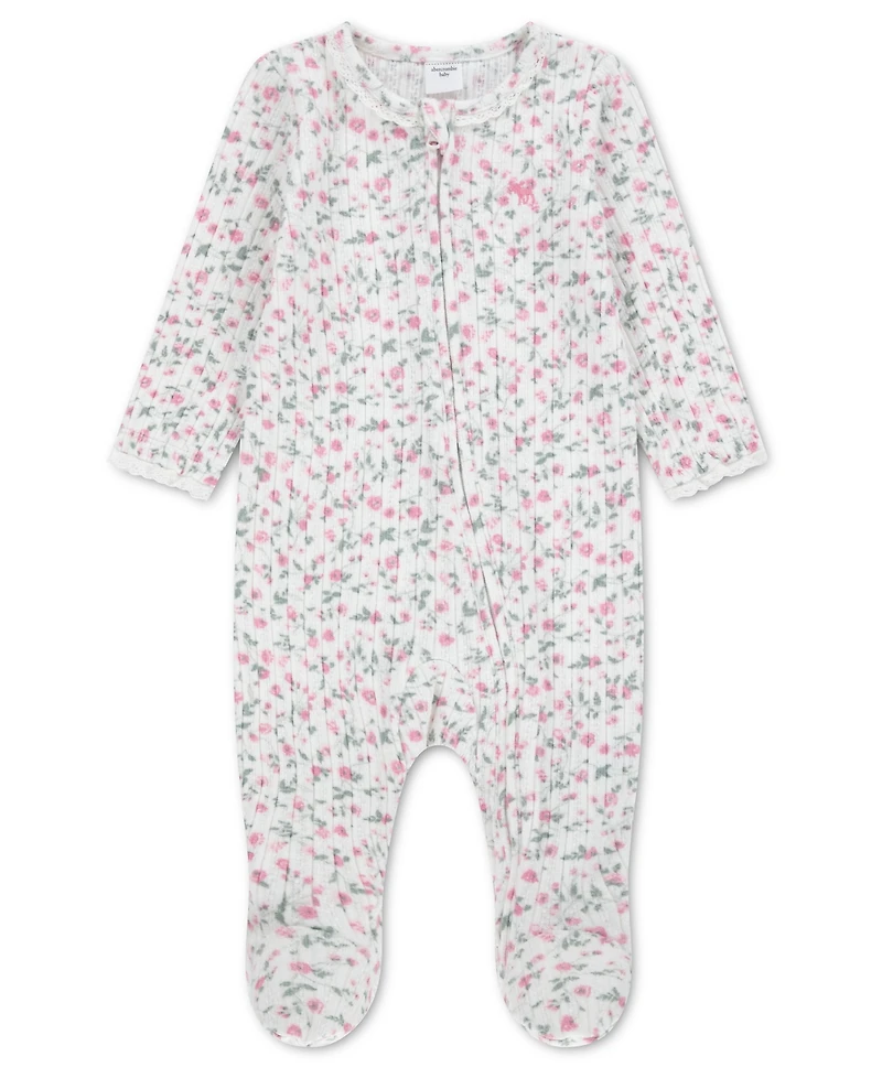 abercrombie kids Baby Girls' Lace Long-Sleeve Footed Coverall