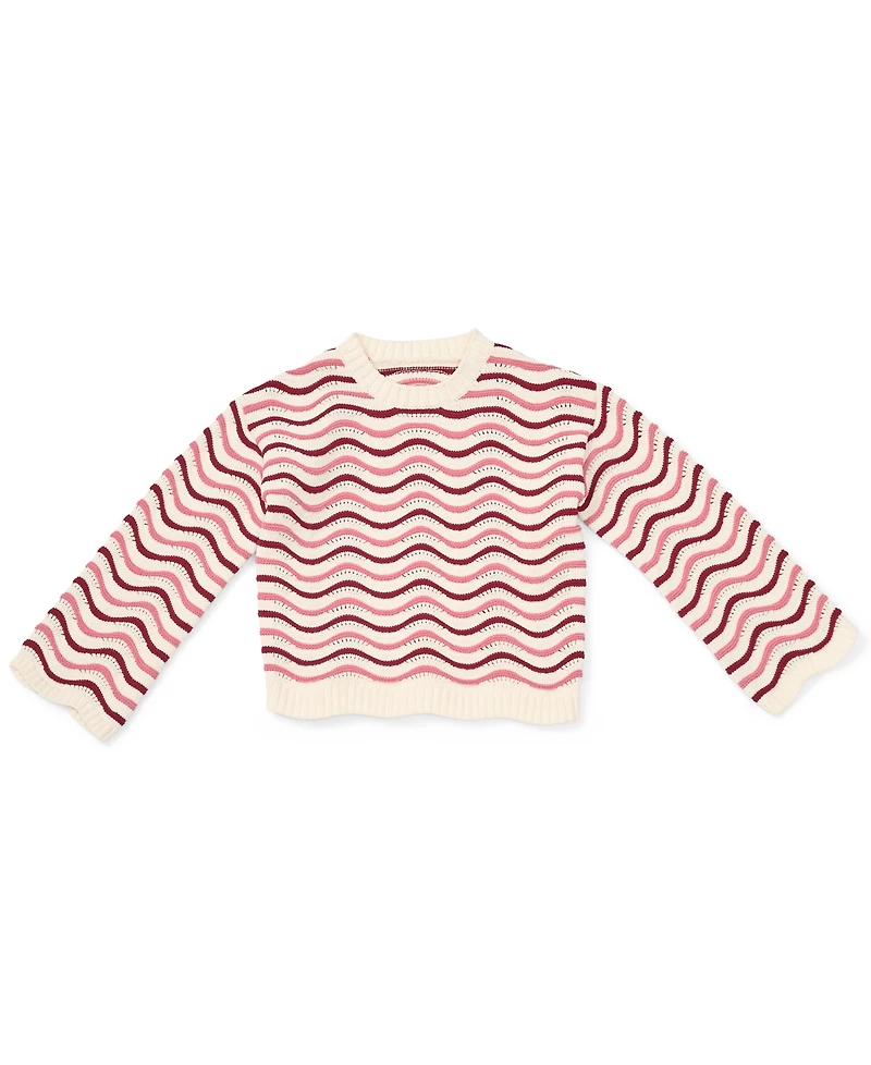 CeCe Girls' 4-16 Crewneck Pointel Sweater