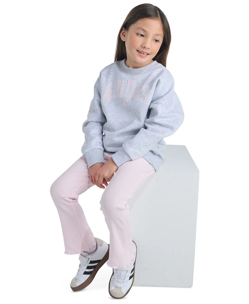 adidas Girls' 2T-6X Long-Sleeve Sweatshirt and Pants, 2-Piece Set