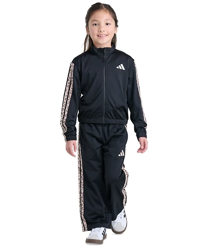 adidas Girls' 2T-6X Long-Sleeve 3-Stripe Jacket and Pants, 2-Piece Set