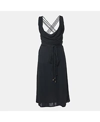 Pre-Owned Versace Women's Crepe Lace Up Back Sleeveless Dress