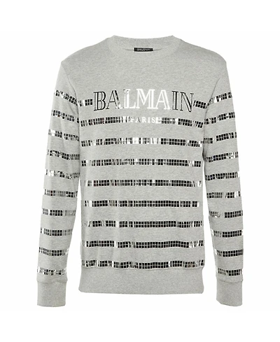Pre-Owned Balmain Men's Metallic Logo Print Cotton Crew Neck Sweatshirt