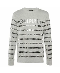Pre-Owned Balmain Men's Metallic Logo Print Cotton Crew Neck Sweatshirt