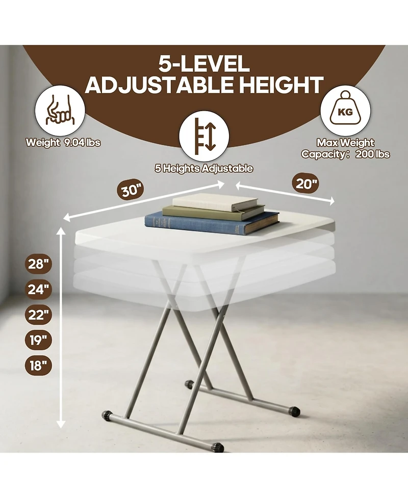 Piscifun Adjustable Height Folding Table Portable Hdpe Laptop Dining Camping Tv Tray