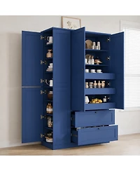 Streamdale Furniture 73.6" Farmhouse Kitchen Pantry Cabinet with 8 Shelves, 2 Drawers and 4 Doors