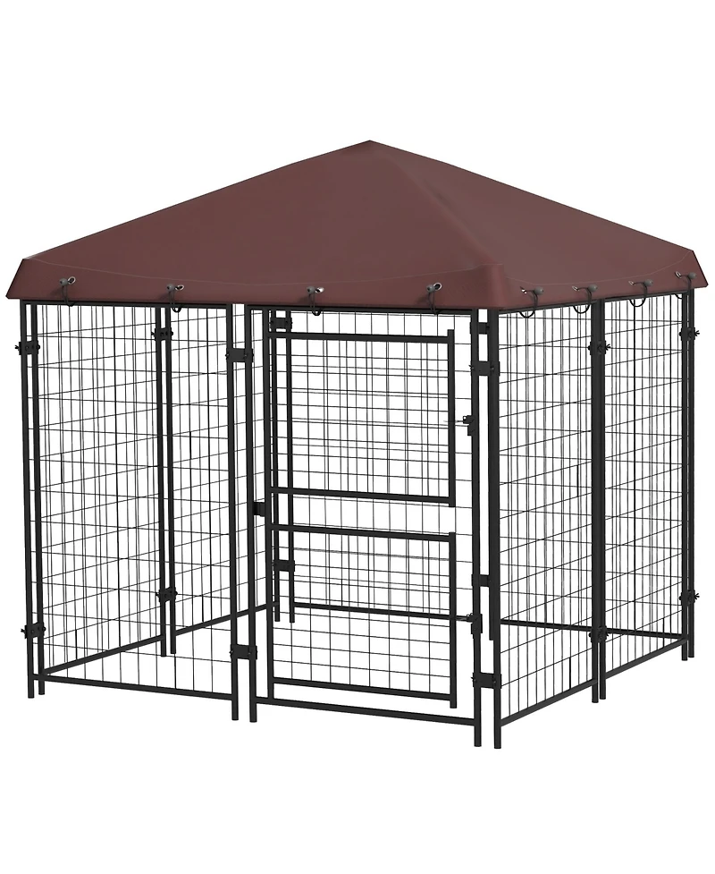 Ruie Outdoor Dog Kennel with Waterproof Canopy and Large Door