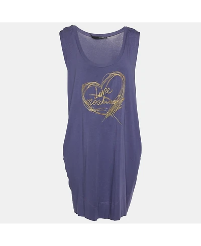 Pre-Owned Love Moschino Women's Logo Embroidered Cotton Knit Sleeveless Mini Dress