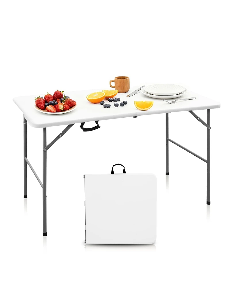 Piscifun Portable Folding Table Heavy Duty Steel Hdpe Indoor Outdoor Camping Picnic Party Utility Adjustable Height Easy Clean