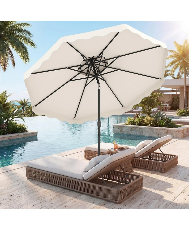 Sugift 9 feet Patio Umbrella with Push Button Tilt Crank Lift and Vented Double Top