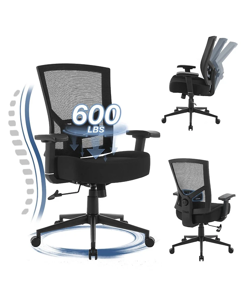 Streamdale Furniture Big and Tall 600lbs Ergonomic Mesh Office Chair with Lumbar Support