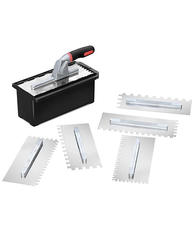 Xdovet Notch Trowel Set 8 Piece Kit Stainless Steel Soft Grip Handle Cement Concrete Masonry Tile Work