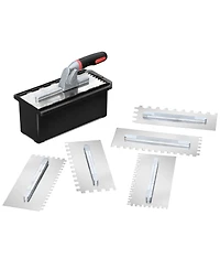 Xdovet Notch Trowel Set 8 Piece Kit Stainless Steel Soft Grip Handle Cement Concrete Masonry Tile Work