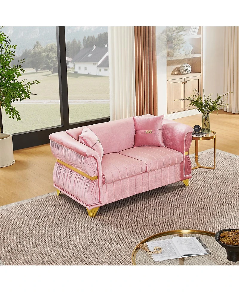 Streamdale Furniture 61.8" Modern Velvet Loveseat Sofa with 2 Pillows