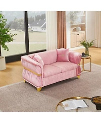 Streamdale Furniture 61.8" Modern Velvet Loveseat Sofa with 2 Pillows