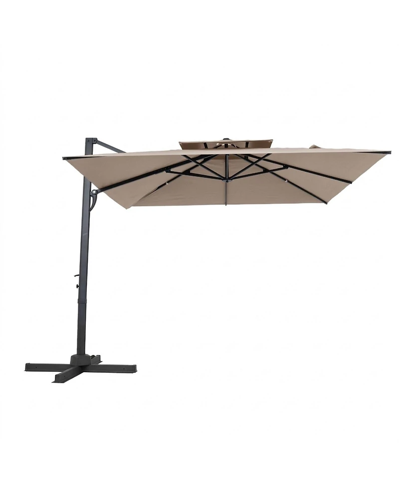 Sugift Cantilever Patio Umbrella with 360-Degree Rotation and 8 Sturdy Ribs for Backyard