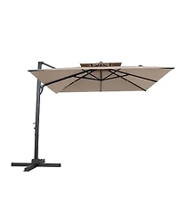 Sugift Cantilever Patio Umbrella with 360-Degree Rotation and 8 Sturdy Ribs for Backyard