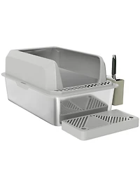 Ruie Stainless Steel Cat Litter Box High Sided with Metal Scoop