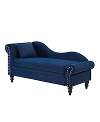 Streamdale Furniture 64.5'' Modern Velvet Storage Chaise Lounge with Lumbar Pillow