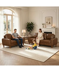 Streamdale Furniture 2-Piece Breathable Faux Leather Sofa Set with Rolled Arms