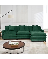 Streamdale Furniture =108-Inch L-Shaped Modular Chenille Fabric Sofa