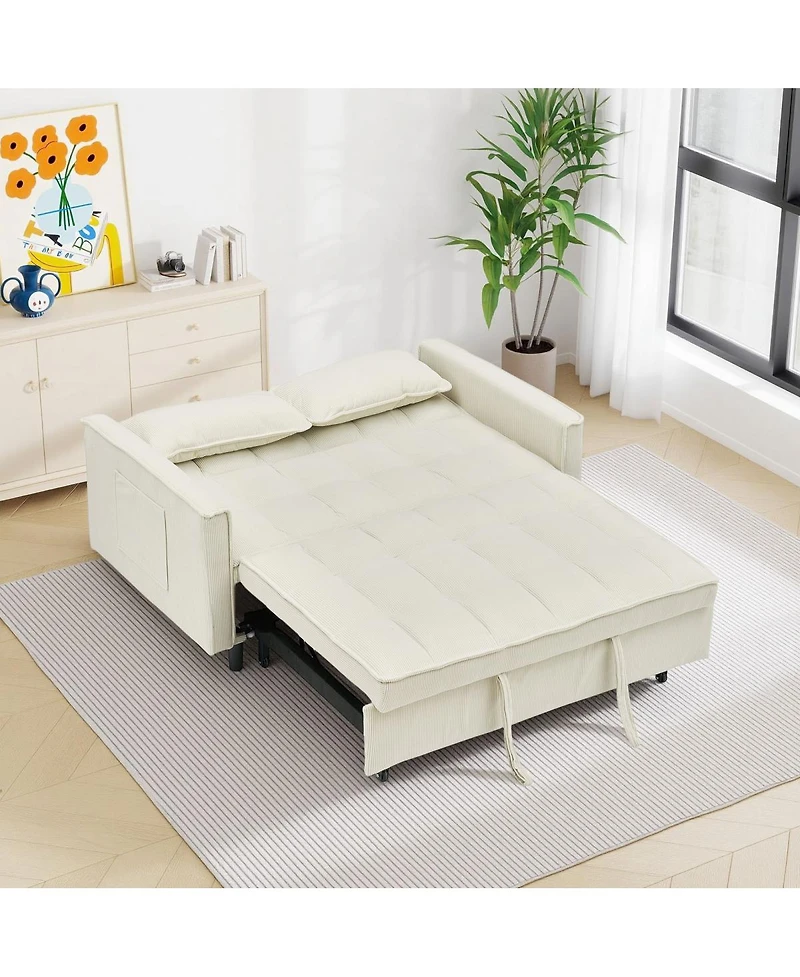 Streamdale Furniture 54.3" Corduroy Modular Sleeper Sofa with Pull Out Bed