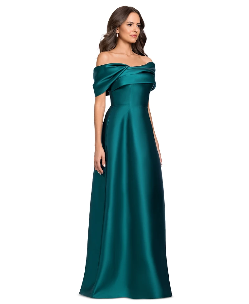 Betsy & Adam Women's Off-the-Shoulder A-Line Gown